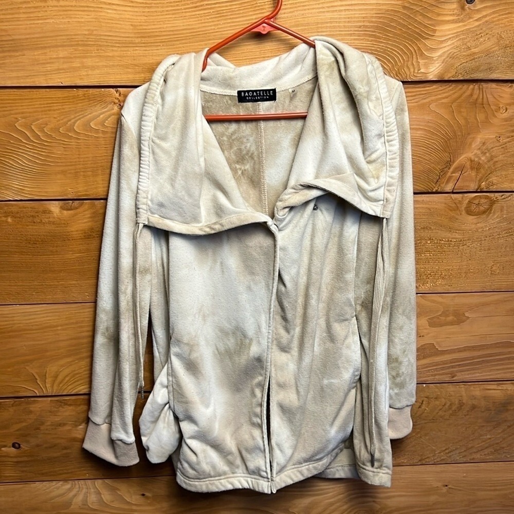 Bagatelle Collection Jacket M Beige Open Front Snap Shawl Collar casual Chic‎
